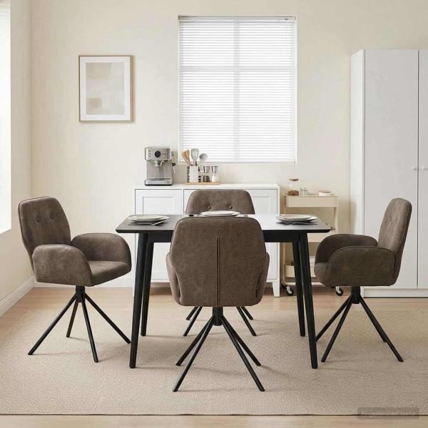 ARDEBO.de - Drehstuhl Esszimmer 4 stk. Kunstwildleder Dunkelgrau