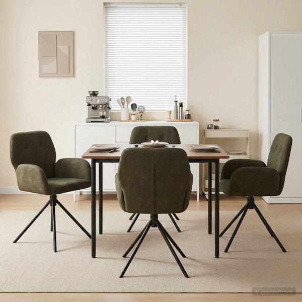 ARDEBO.de - Drehstuhl Esszimmer 4 Stk. Kunstwildleder Olivegrün