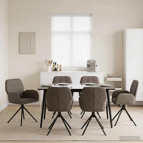 ARDEBO.de - Drehstuhl Esszimmer 6 Stk. Kunstwildleder Dunkelgrau