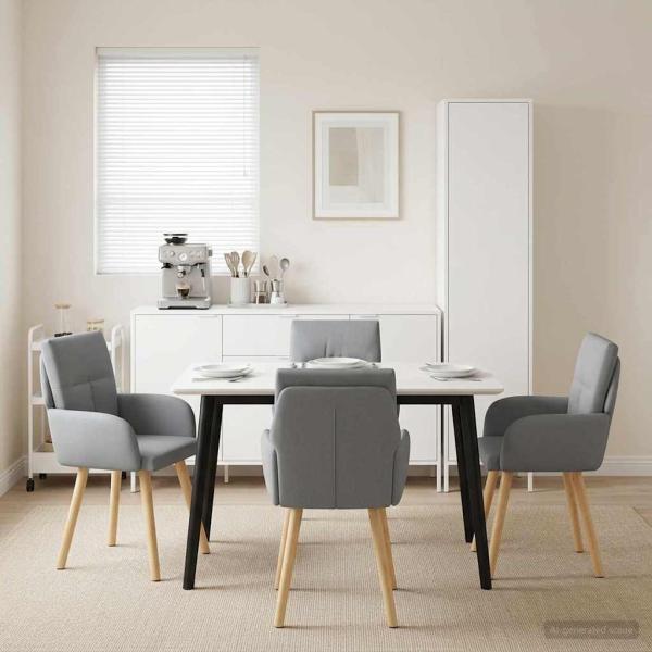 ARDEBO.de - Esszimmerstühle 4 Stk. Stoff Hellgrau 60 x 56 x 96 cm