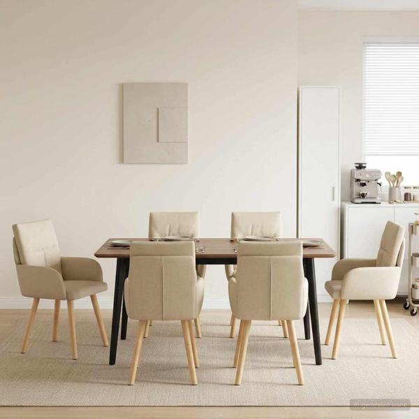 ARDEBO.de - Esszimmerstühle 4 Stk. Stoff Creme 60 x 56 x 96 cm