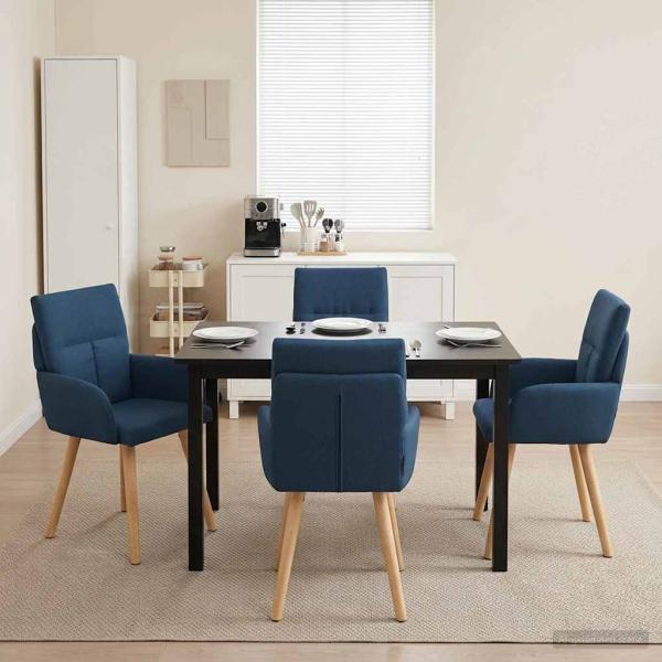 ARDEBO.de - Esszimmerstühle 4 Stk. Stoff Blau 60 x 56 x 96 cm