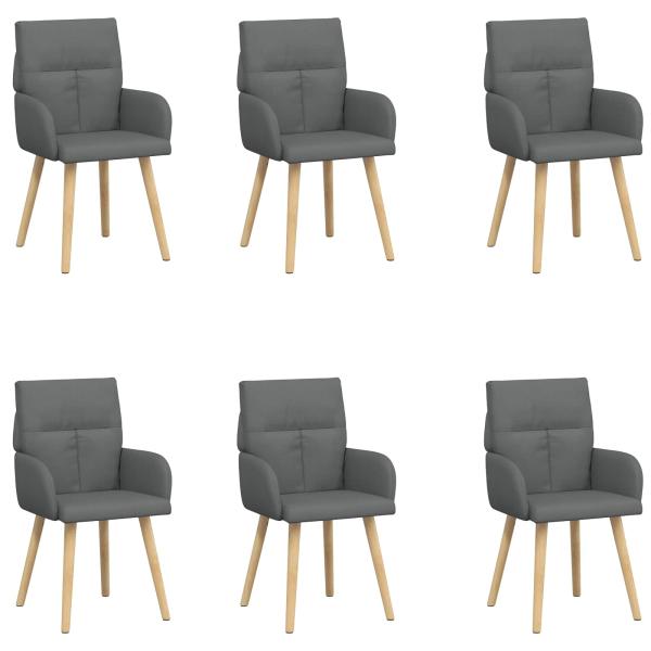 Esszimmerstühle 6 Stk. Stoff Dunkelgrau 60 x 56 x 96 cm