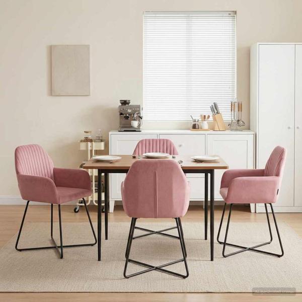 ARDEBO.de - Esszimmerstühle 4 stk. Samt Rosa 55 x 50 x 84 cm