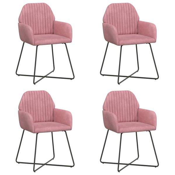 Esszimmerstühle 4 stk. Samt Rosa 55 x 50 x 84 cm