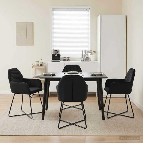 ARDEBO.de - Esszimmerstühle 4 Stk. Samt Schwarz 55 x 50 x 84 cm