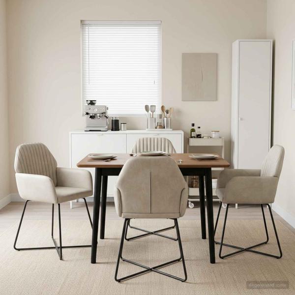 ARDEBO.de - Esszimmerstühle 4 stk. Samt Creme 55 x 50 x 84 cm