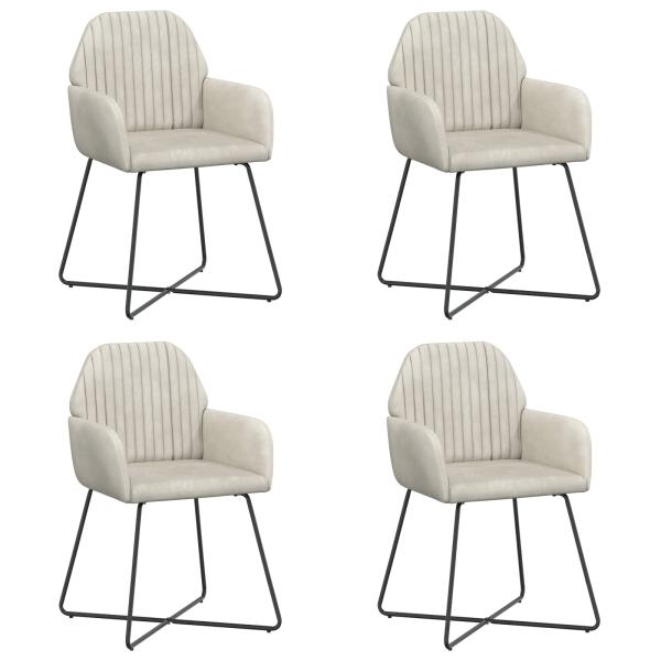 Esszimmerstühle 4 stk. Samt Creme 55 x 50 x 84 cm