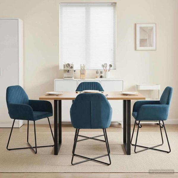 ARDEBO.de - Esszimmerstühle 4 stk. Samt Blau 55 x 50 x 84 cm