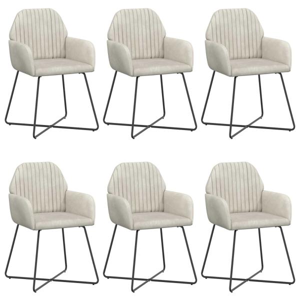 Esszimmerstühle 6 Stk. Samt Creme 55 x 50 x 84 cm