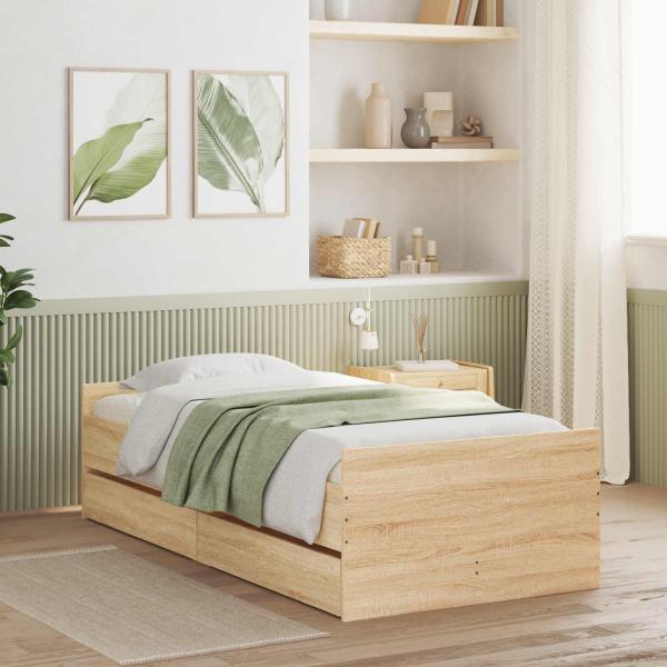 ARDEBO.de - Bettrahmen Sonoma-Eiche Holzwerkstoff