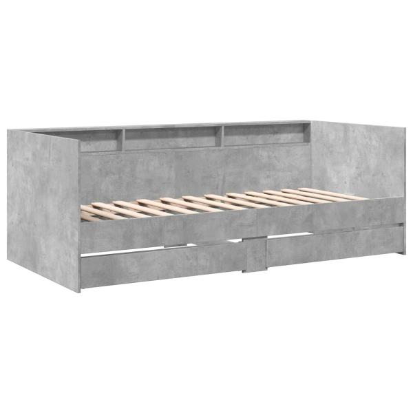 Tagesbett mit Schubladen mit Regal Betongrau Holzwerkstoff