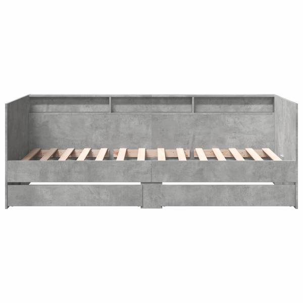 Tagesbett mit Schubladen mit Regal Betongrau Holzwerkstoff