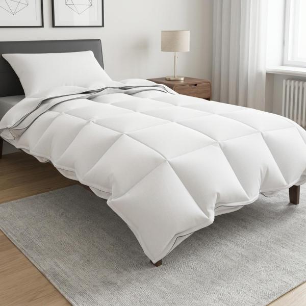 ARDEBO.de - Bettwäsche-Set Weiß 140 x 200 cm Baumwolle, Bambus, Polyester