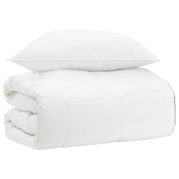 ARDEBO.de - Bettwäsche-Set Weiß 155 x 200 cm Baumwolle, Bambus, Polyester