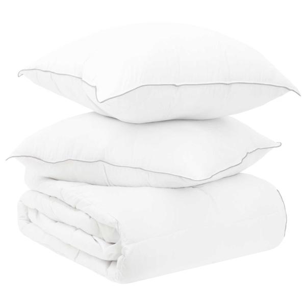 ARDEBO.de - Bettwäsche-Set mit Kissen Weiß 200 x 200 cm Polyester, Bambus