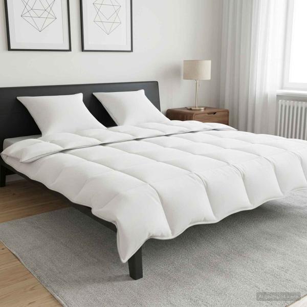 ARDEBO.de - Bettwäsche-Set mit Kissen Weiß 200 x 240 cm Polyester, Bambus