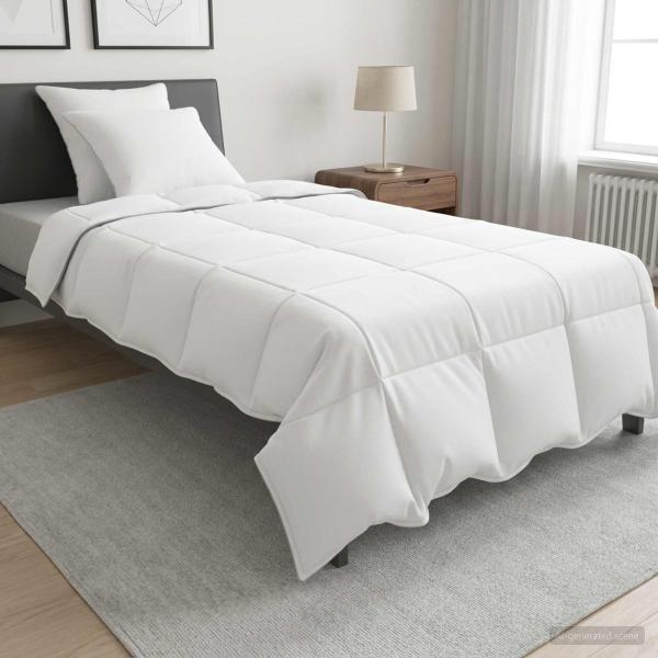 ARDEBO.de - Bettwäsche-Set mit Kissen Weiß 140 x 220 cm Polyester, Bambus