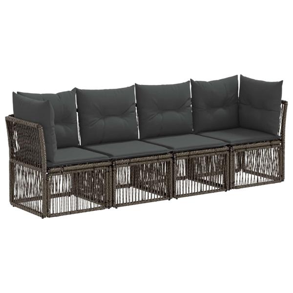 Gartensofa-set 4 stk. Grau Poly-Rattan