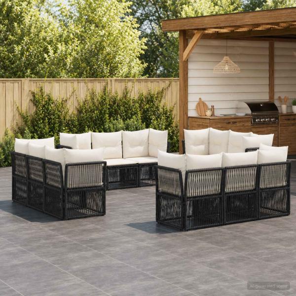 ARDEBO.de - Gartensofa-set 12 stk. Schwarz Poly-Rattan