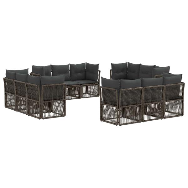 Gartensofa-set 12 Stk. Grau Poly-Rattan