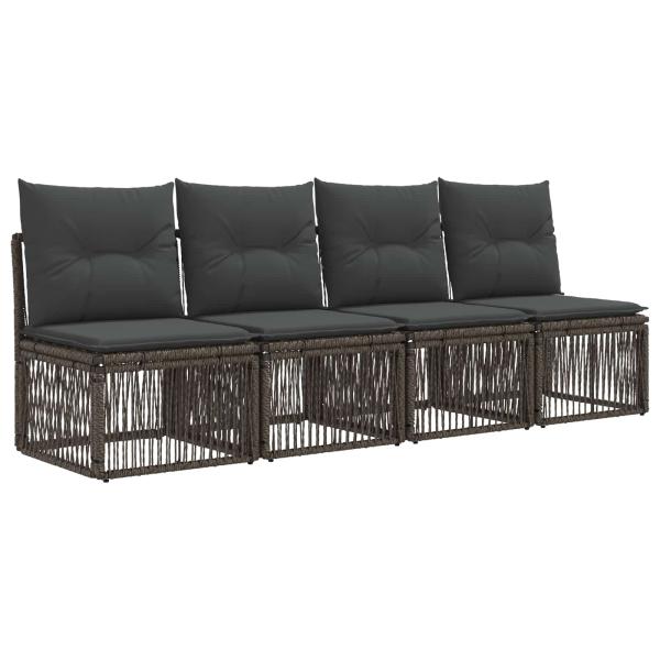 Gartensofa-set 12 Stk. Grau Poly-Rattan