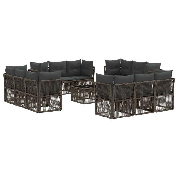 Gartensofa-set 13 stk. Grau Poly-Rattan