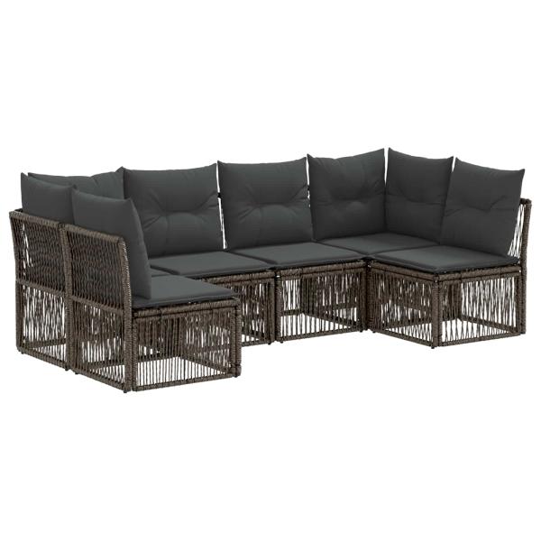 Gartensofa-set 6 stk. Grau Poly-Rattan