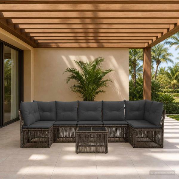 ARDEBO.de - Gartensofa-set 8 Stk. Grau Poly-Rattan