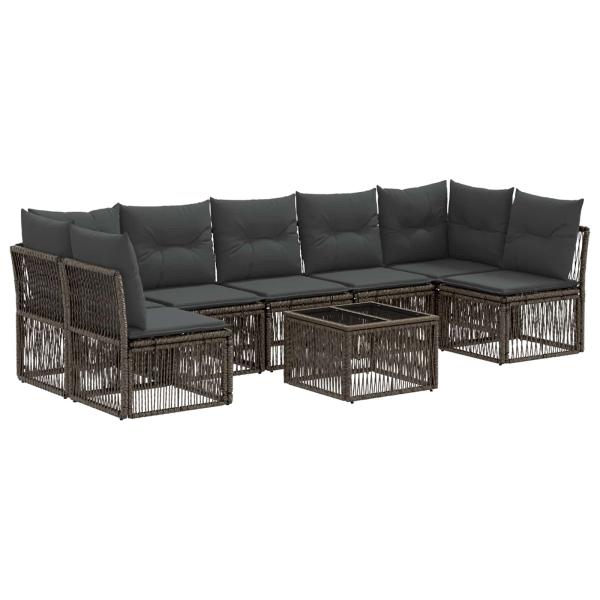 Gartensofa-set 8 Stk. Grau Poly-Rattan