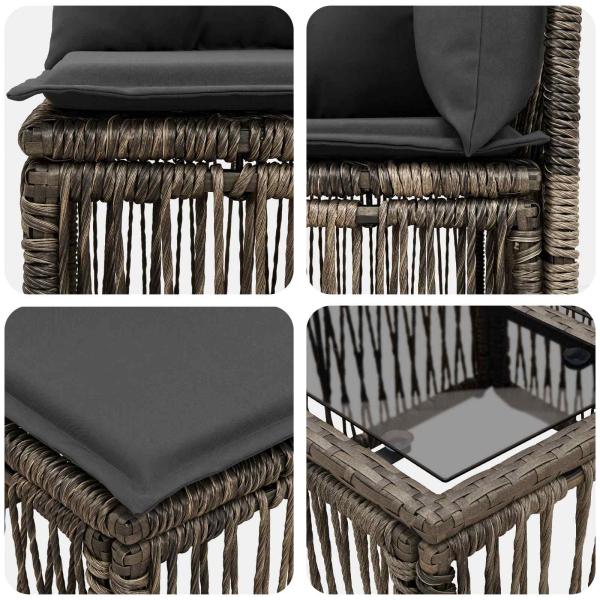 Gartensofa-set 8 Stk. Grau Poly-Rattan