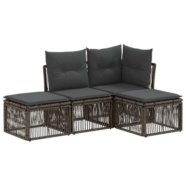 Gartensofa-set 4 stk. Grau Poly-Rattan