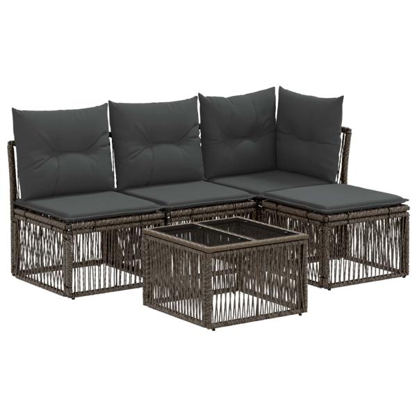 Gartensofa-set 5 Stk. Grau Poly-Rattan