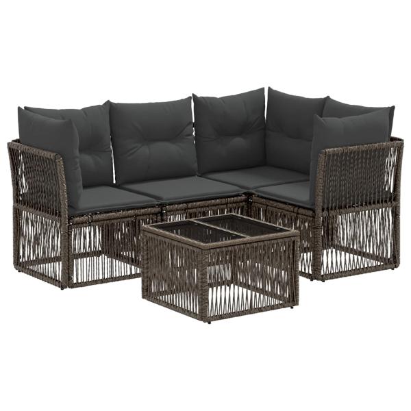 Gartensofa-set 5 Stk. Grau Poly-Rattan