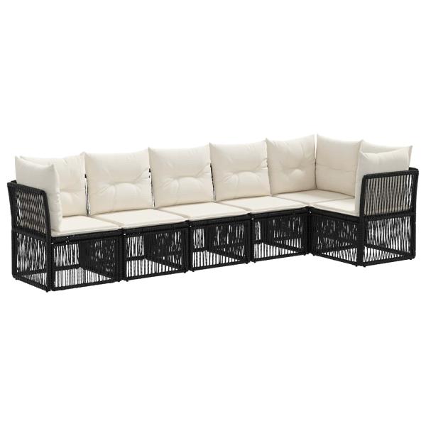 Gartensofa-set 6 stk. Schwarz Poly-Rattan