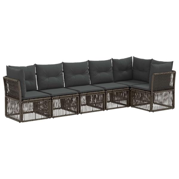 Gartensofa-set 6 stk. Grau Poly-Rattan