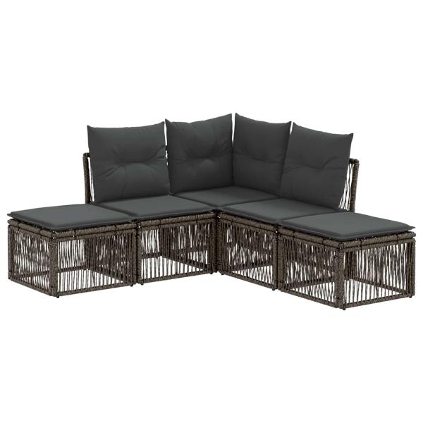 Gartensofa-set 5 stk. Grau Poly-Rattan