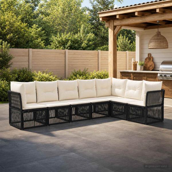 ARDEBO.de - Gartensofa-set 7 stk. Schwarz Poly-Rattan