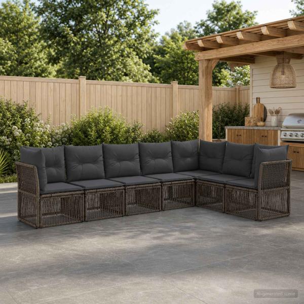 ARDEBO.de - Gartensofa-set 7 stk. Grau Poly-Rattan