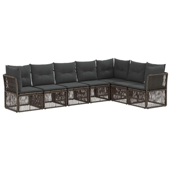 Gartensofa-set 7 stk. Grau Poly-Rattan