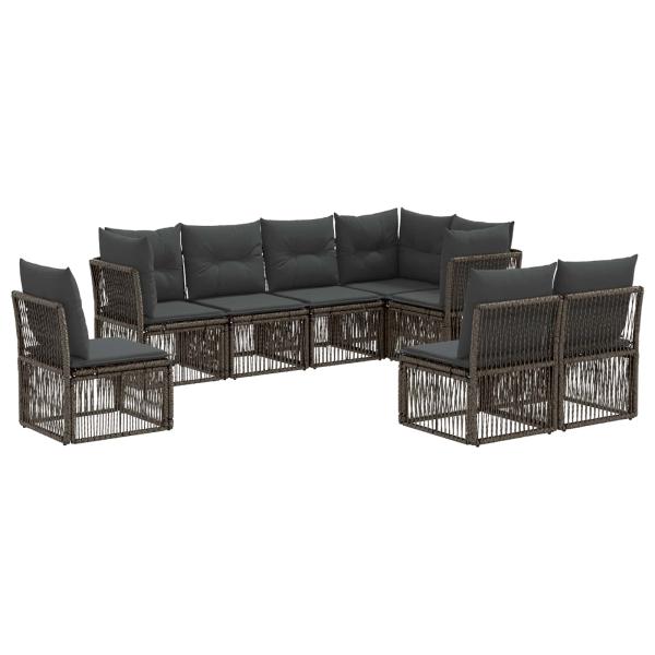 Gartensofa-set 8 stk. Grau Poly-Rattan