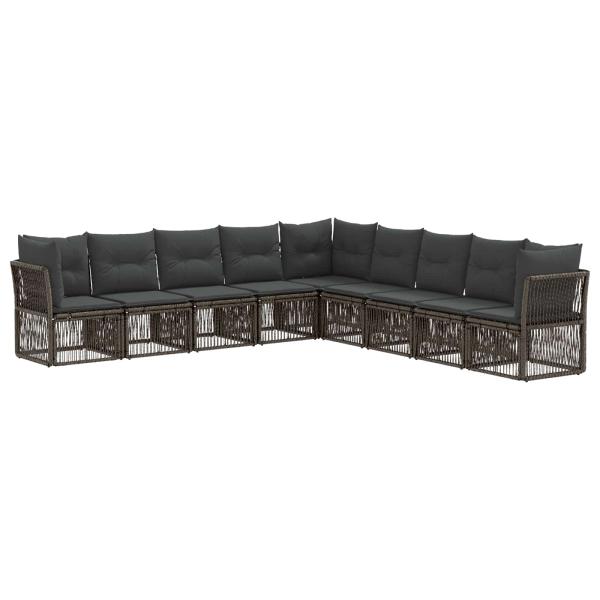 Gartensofa-set 9 Stk. Grau Poly-Rattan