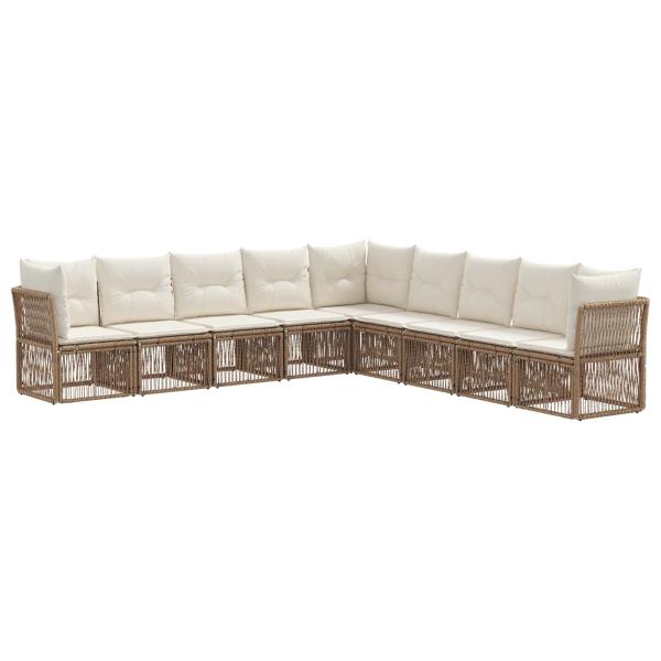 Gartensofa-set 9 stk. Beige Poly-Rattan