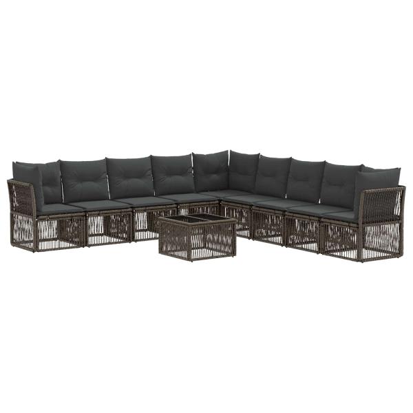 Gartensofa-set 10 stk. Grau Poly-Rattan