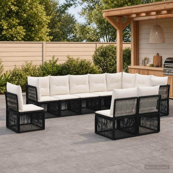 ARDEBO.de - Gartensofa-set 10 Stk. Schwarz Poly-Rattan