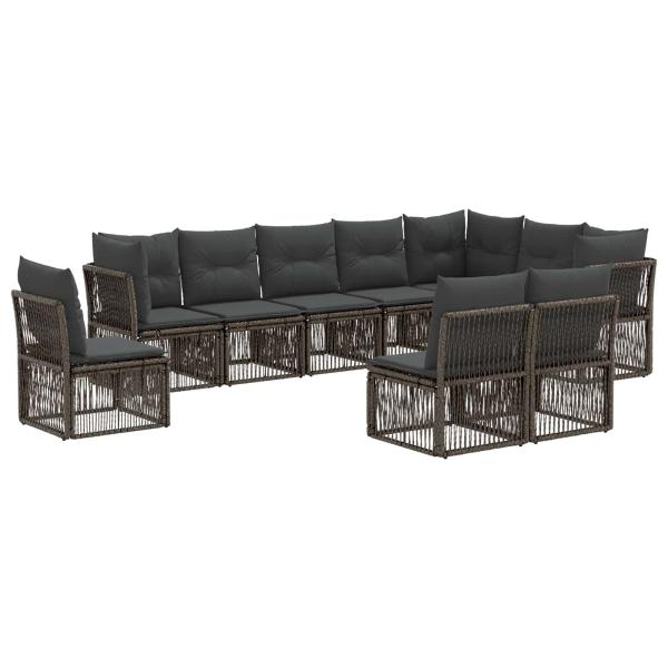 Gartensofa-set 10 stk. Grau Poly-Rattan