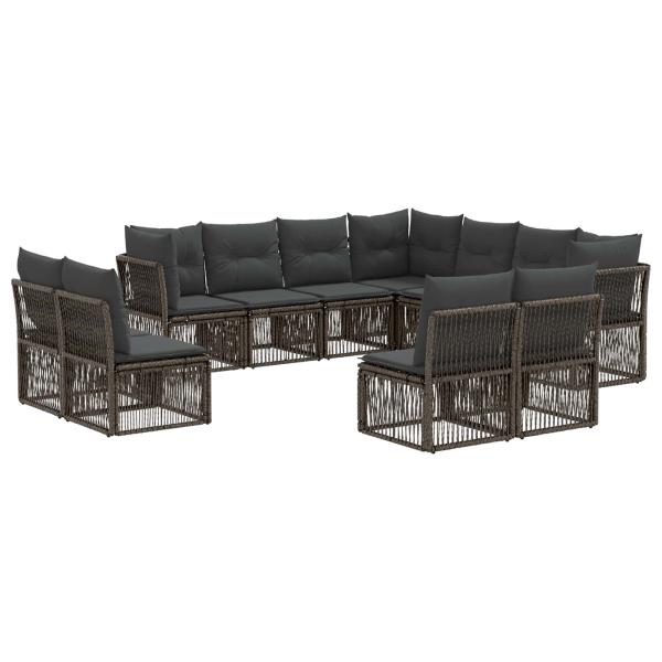 Gartensofa-set 11 stk. Grau Poly-Rattan