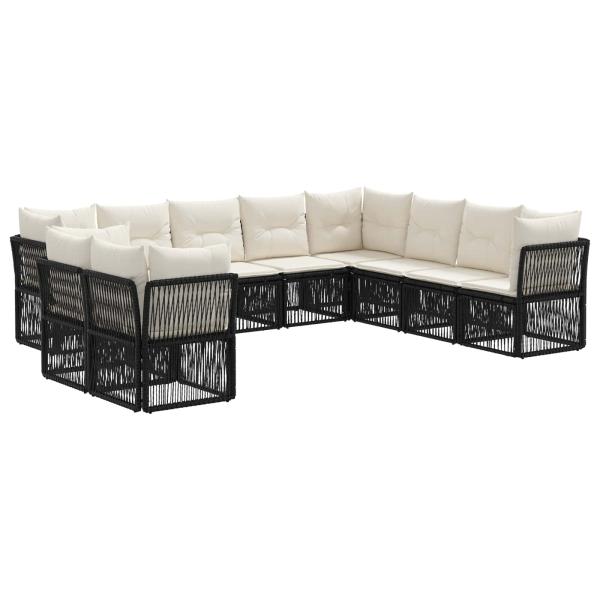 Gartensofa-set 10 stk. Schwarz Poly-Rattan