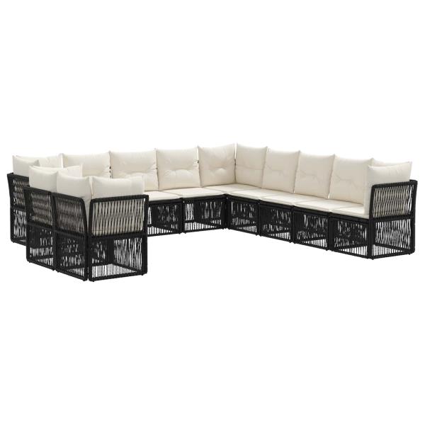 Gartensofa-set 11 stk. Schwarz Poly-Rattan