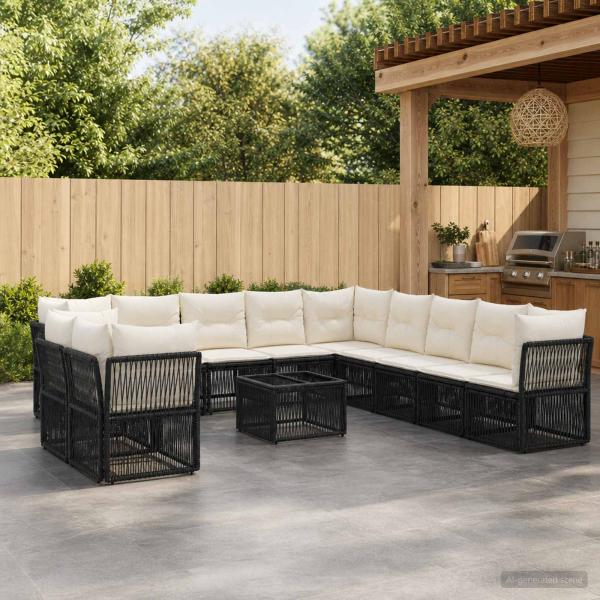 ARDEBO.de - Gartensofa-set 12 stk. Schwarz Poly-Rattan